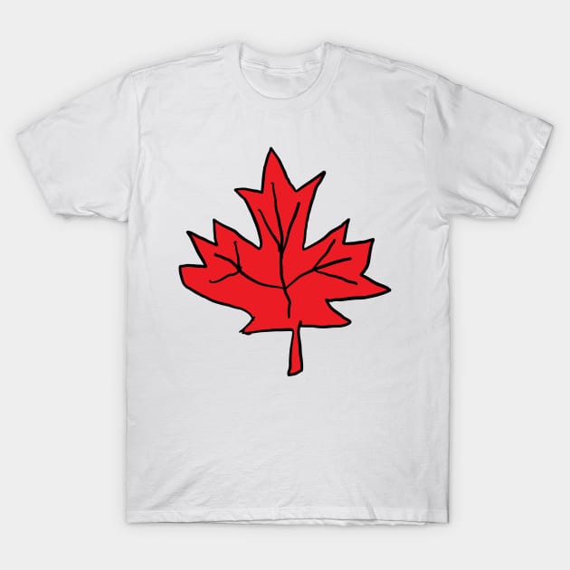 Red Maple Leaf. A beautiful, cute red maple leaf design. T-Shirt by Blue Heart Design